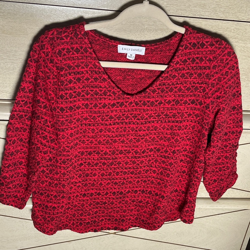 Emily Daniels Red Patterned Women's Sweater